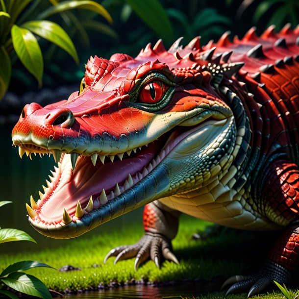 Pic of a red smiling alligator