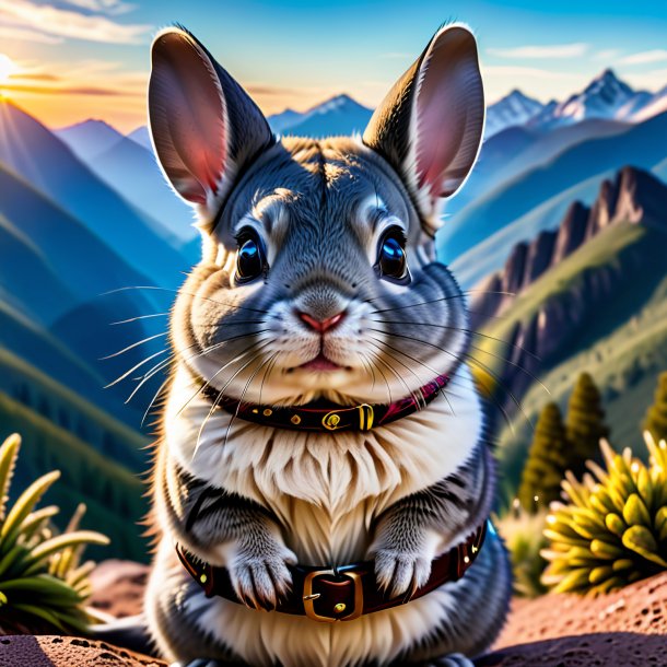 Imagen de una chinchillas en un cinturón en las montañas