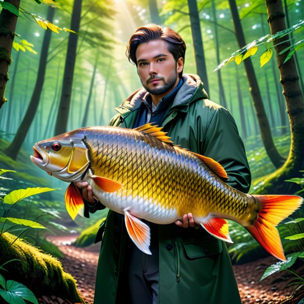 Pic of a carp in a coat in the forest