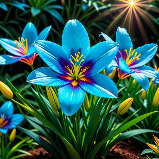 Depicting of a azure zephyranthes