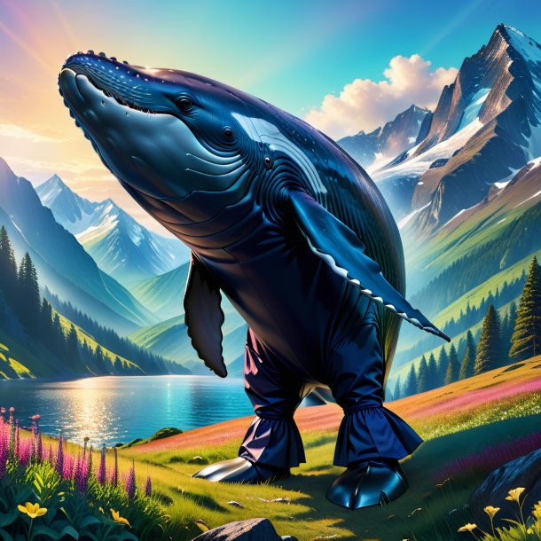 Image of a whale in a trousers in the mountains