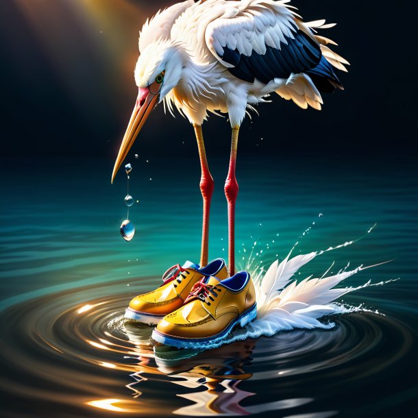 Image of a stork in a shoes in the water