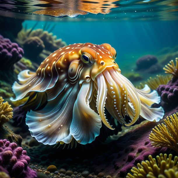 Image of a cuttlefish in a coat in the river