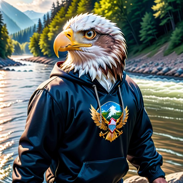 Pic of a eagle in a hoodie in the river