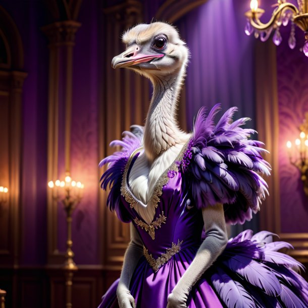 Photo of a ostrich in a purple dress