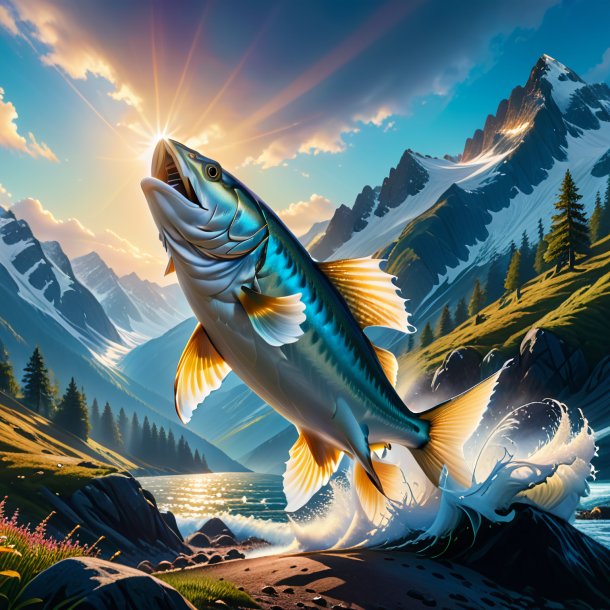 Picture of a dancing of a haddock in the mountains