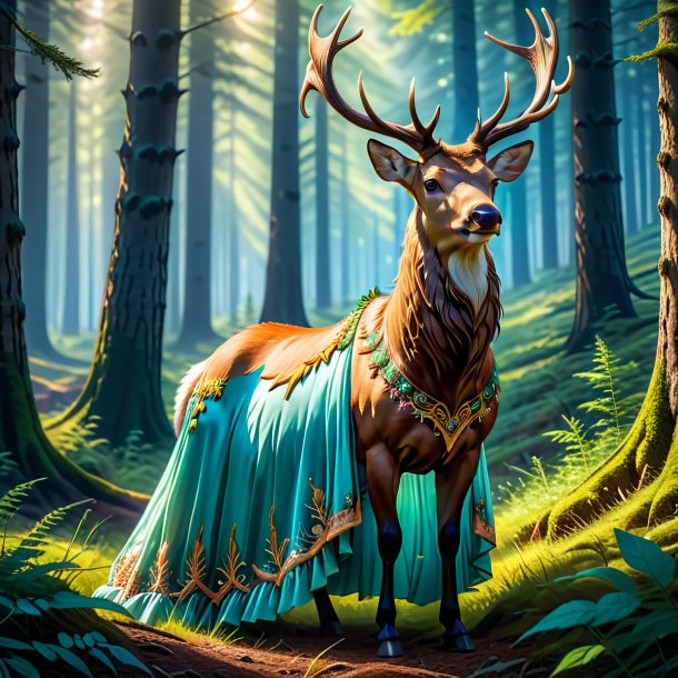 Pic d'un wapiti dans une robe dans la forêt