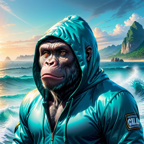 Illustration of a gorilla in a hoodie in the sea