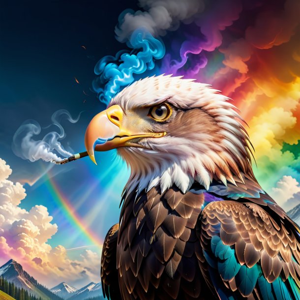 Pic of a smoking of a eagle on the rainbow