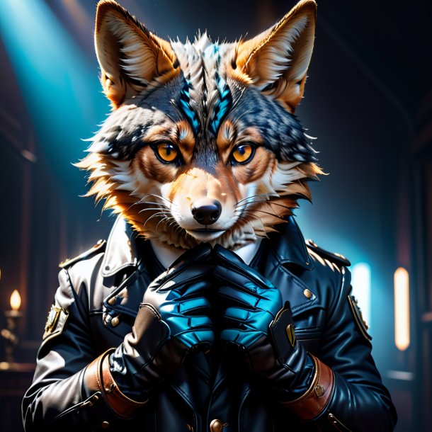 Picture of a jackal in a black gloves