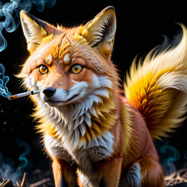 Image of a yellow smoking fox