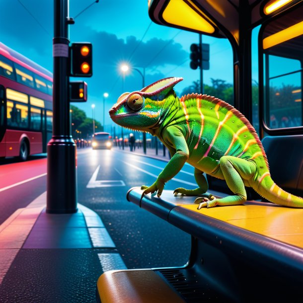 Photo of a waiting of a chameleon on the bus stop