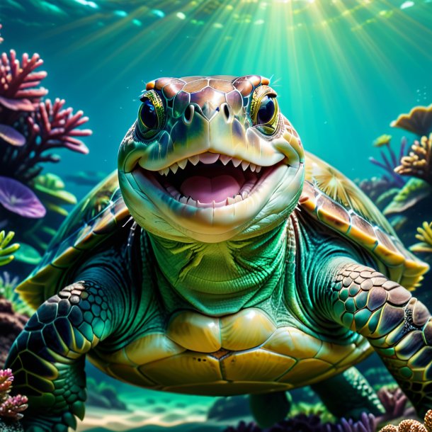 Imagen de una tortuga sonriente verde