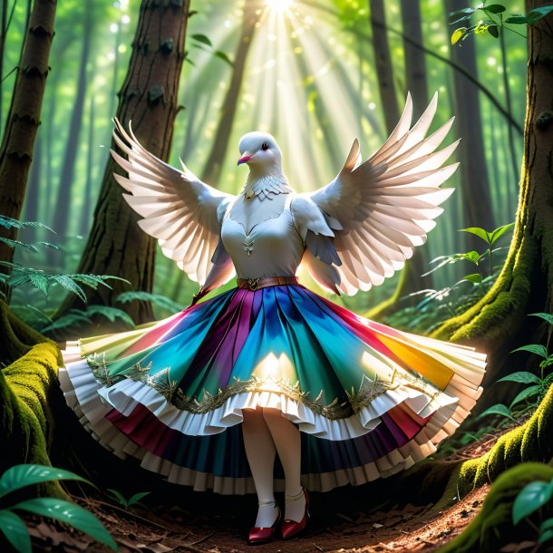 Picture of a dove in a skirt in the forest