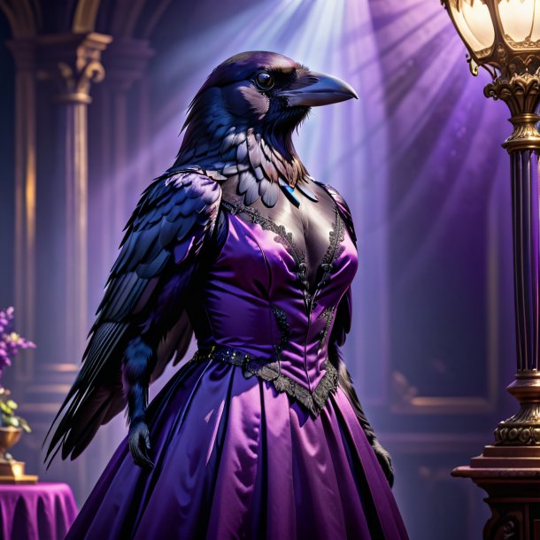 Picture of a crow in a purple dress