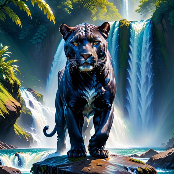 Pic of a panther in a jeans in the waterfall