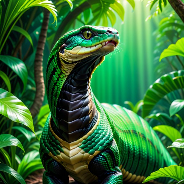 Pic de uma cobra rei em uma saia verde