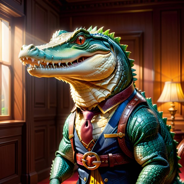 Illustration d'un crocodile dans une ceinture dans la maison