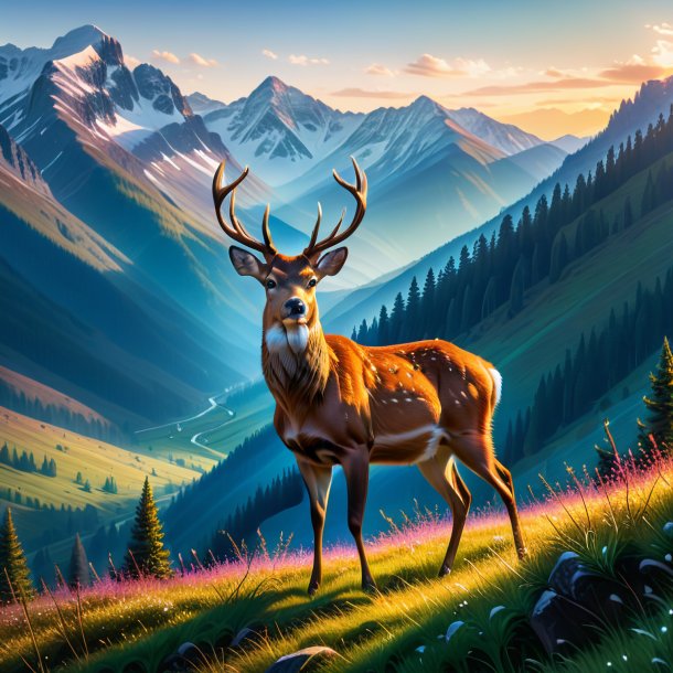 Pic of a playing of a deer in the mountains