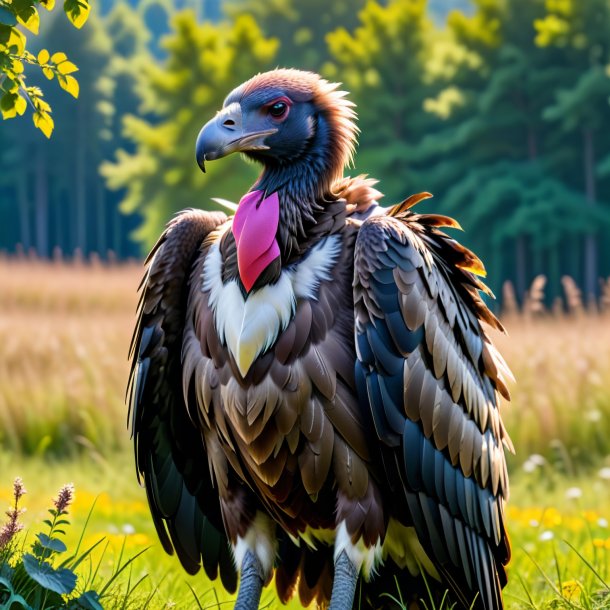 Pic d'un vautour dans un manteau dans la prairie