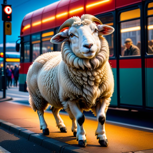 Photo d'une danse d'un mouton sur l'arrêt de bus