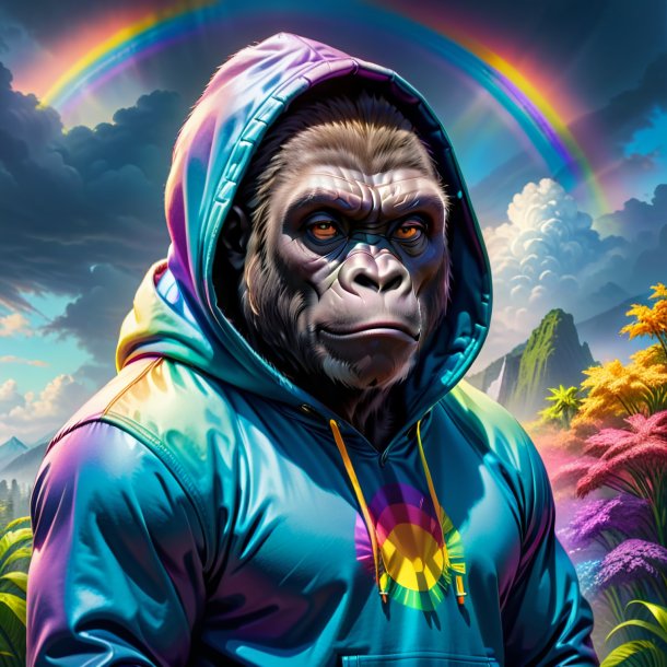 Picture of a gorilla in a hoodie on the rainbow