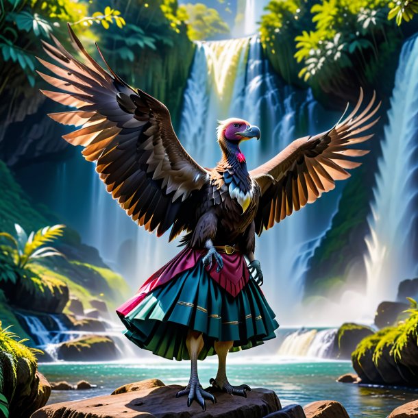 Picture of a vulture in a skirt in the waterfall