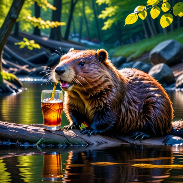 Image of a drinking of a beaver in the park