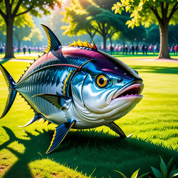 Image of a tuna in a belt in the park