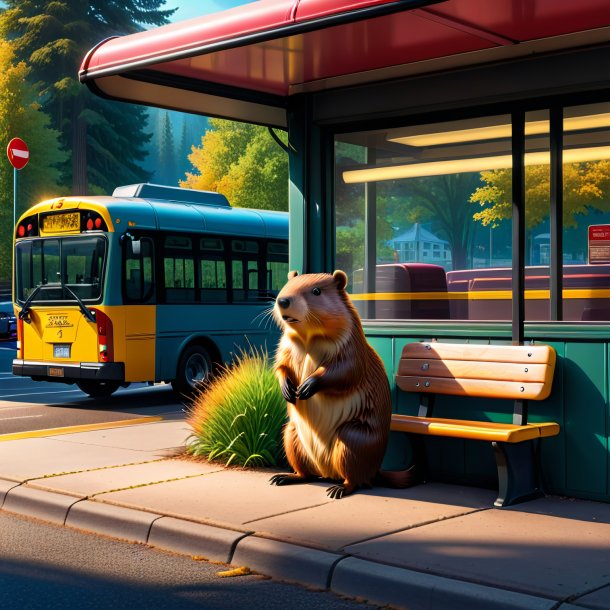 Image of a waiting of a beaver on the bus stop