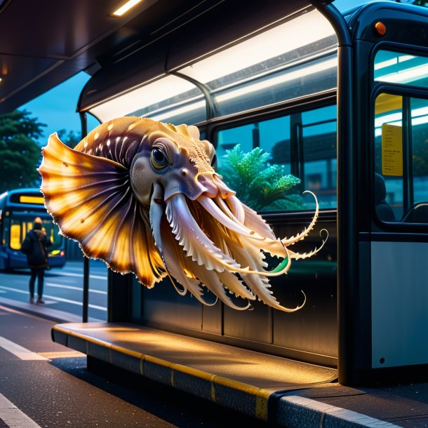 Photo of a playing of a cuttlefish on the bus stop