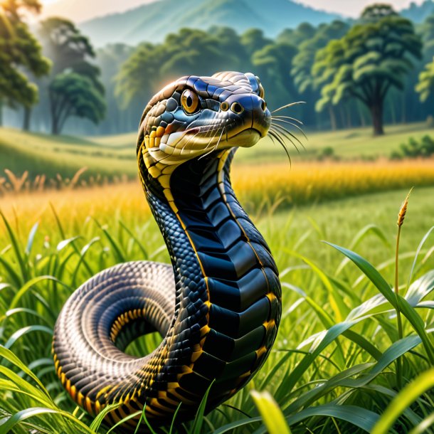 Image d'une danse d'un cobra dans la prairie