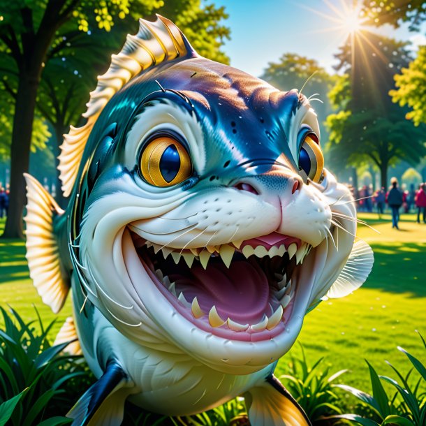 Photo of a smiling of a haddock in the park