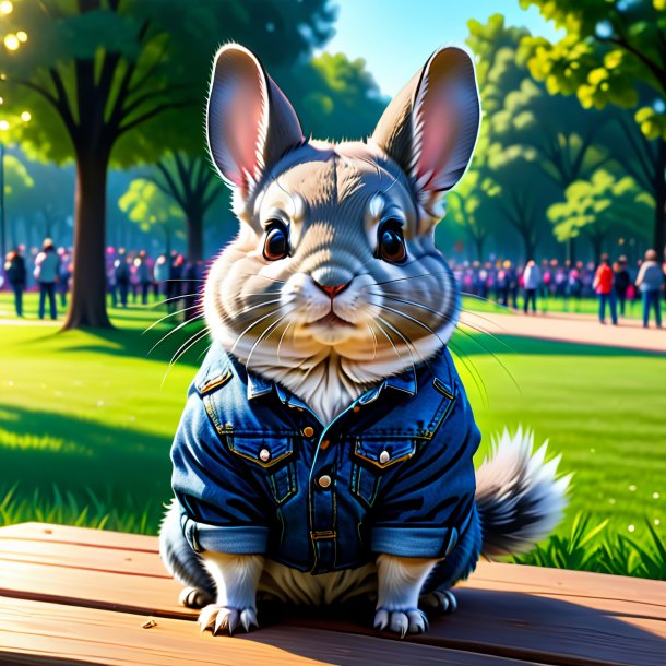 Drawing of a chinchillas in a jeans in the park