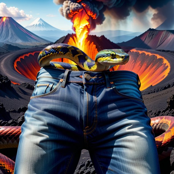 Pic of a snake in a jeans in the volcano