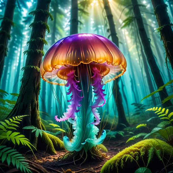 Image of a eating of a jellyfish in the forest