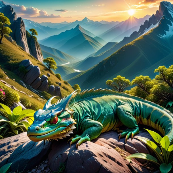 Pic of a sleeping of a basilisk in the mountains