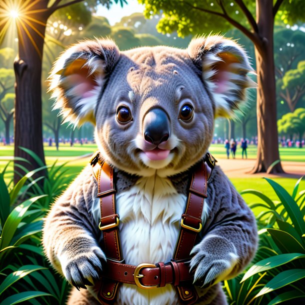 Illustration of a koala in a belt in the park