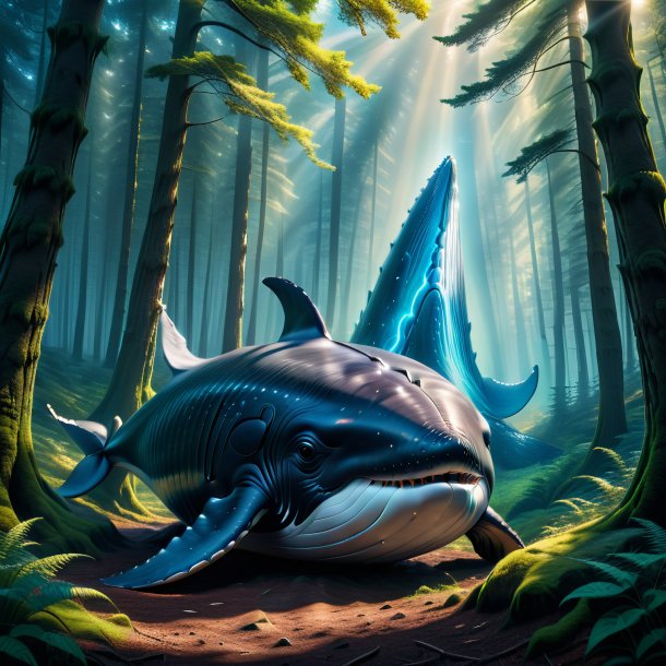 Photo of a whale in a coat in the forest