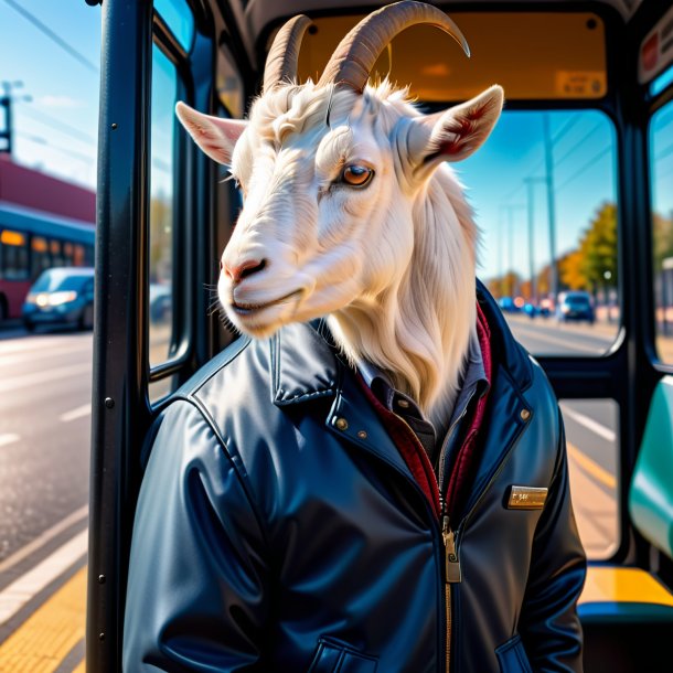 Pic d'une chèvre dans une veste sur l'arrêt de bus