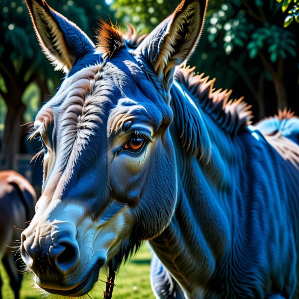 Foto de um burro chorando azul