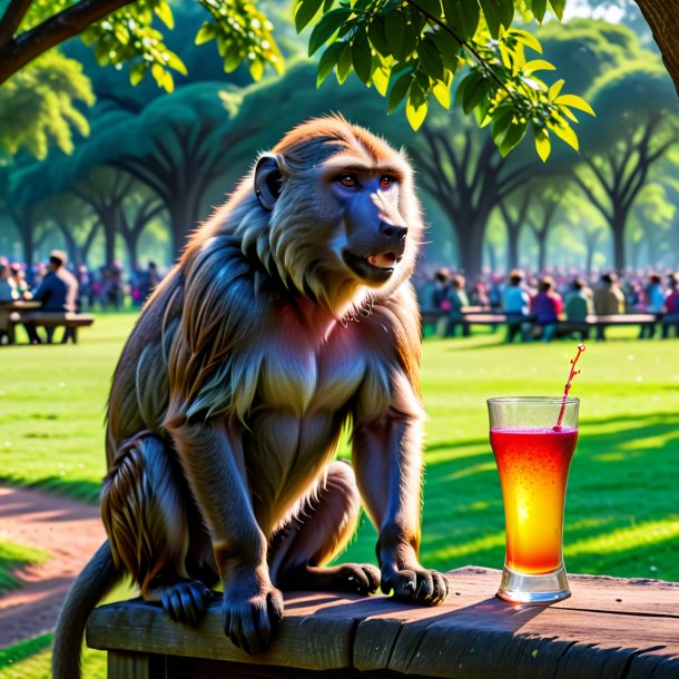 Foto de una bebida de un babuino en el parque