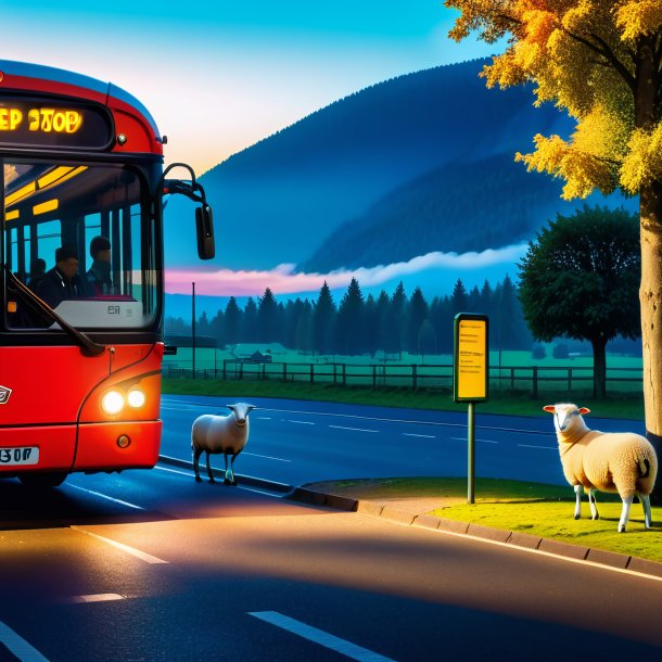 Photo of a waiting of a sheep on the bus stop