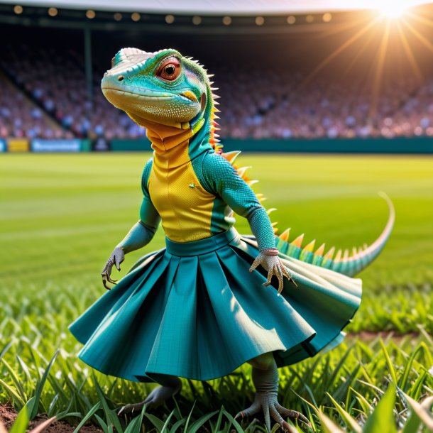 Pic of a lizard in a skirt on the field