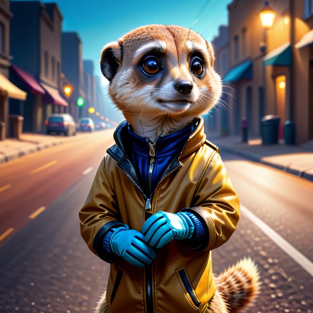 Drawing of a meerkat in a gloves on the road