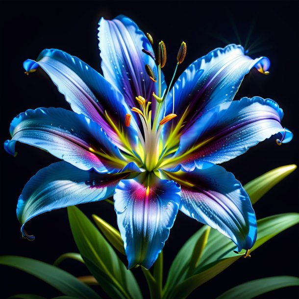 Depiction of a blue lily