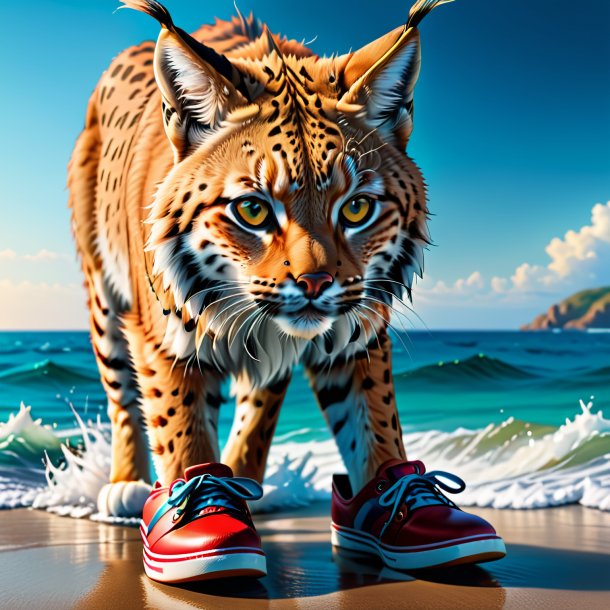 Image of a lynx in a shoes in the sea