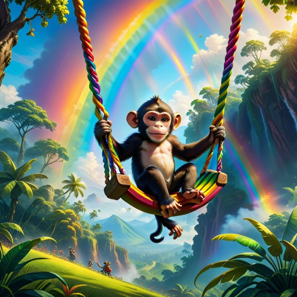 Picture of a swinging on a swing of a monkey on the rainbow