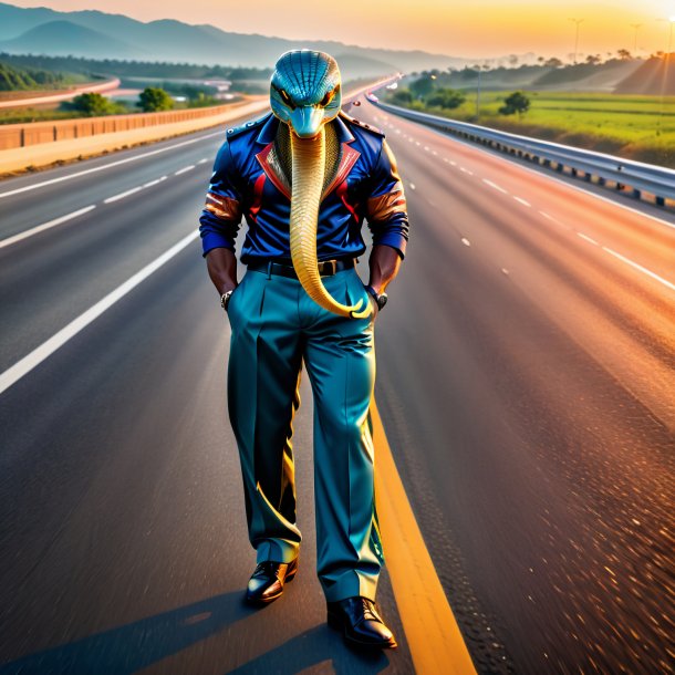 Image of a cobra in a trousers on the highway