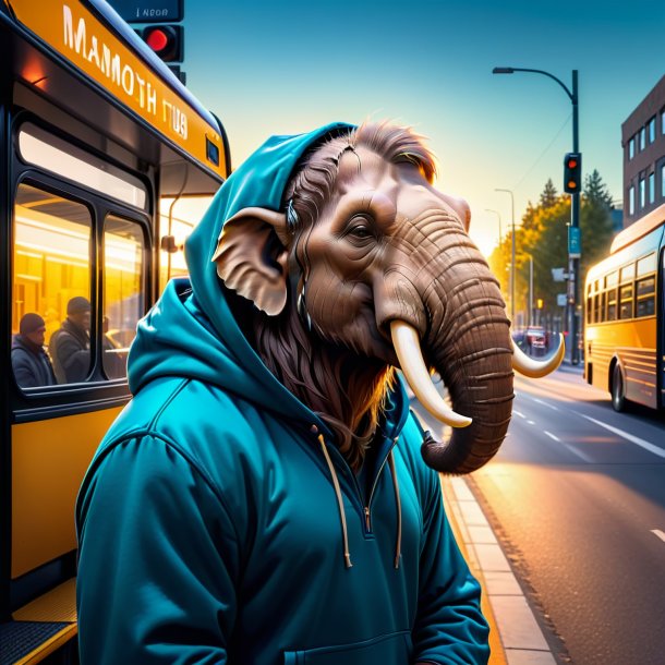 Pic of a mammoth in a hoodie on the bus stop